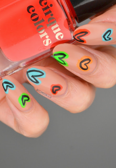 Matte Cartoon Heart Nail Art